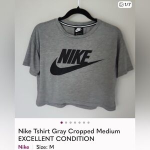 Two Nike Women's Short Sleeve cropped Tees size medium one black one gray